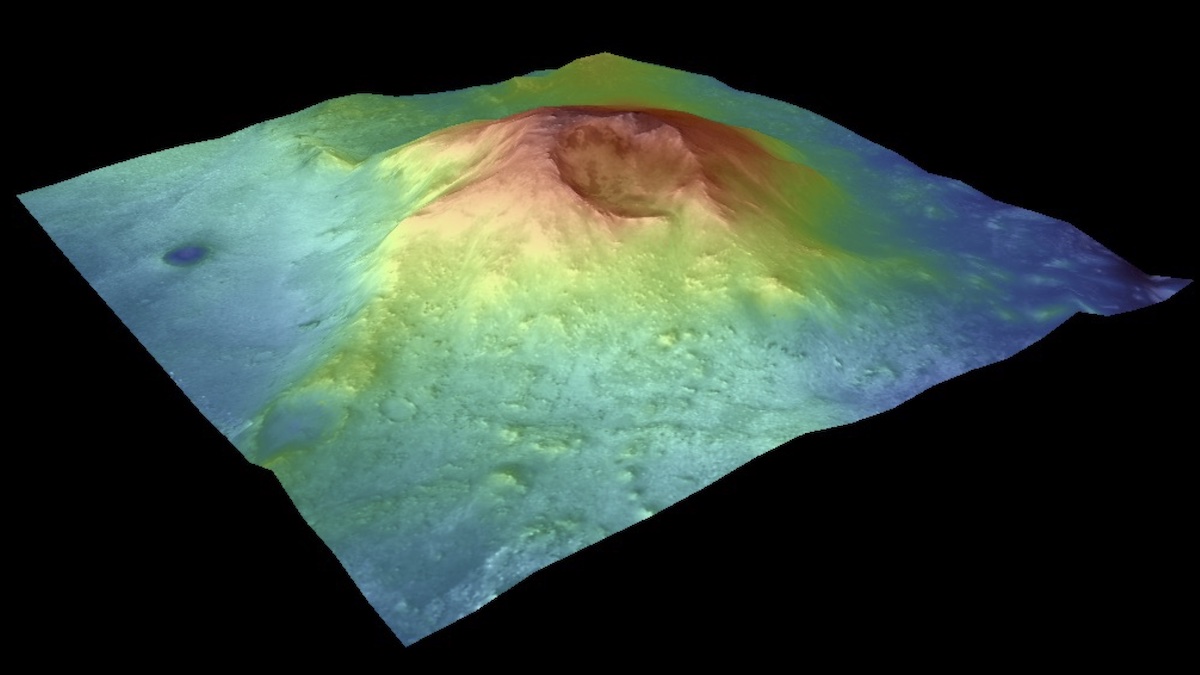 A view of Jezero Mons from the publication. The mountain is ~21 km across.