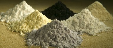 Piles of rare earth oxides praseodymium, cerium, lanthanum, neodymium, samarium and gadolinium. Peggy Greb/USDA-ARS