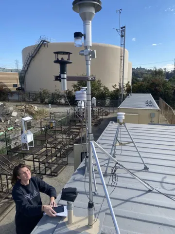 Investigators used measurements recorded hourly at the ASCENT monitoring site in Pico Rivera, approximately 14 miles south of the Eaton Canyon fire, to assess atmospheric lead during the Eaton Canyon and Palisades fires. Courtesy: Haroula Baliaka Investigators used measurements recorded hourly at the ASCENT monitoring site in Pico Rivera, approximately 14 miles south of the Eaton Canyon fire, to assess atmospheric lead during the Eaton Canyon and Palisades fires. Courtesy: Haroula Baliaka